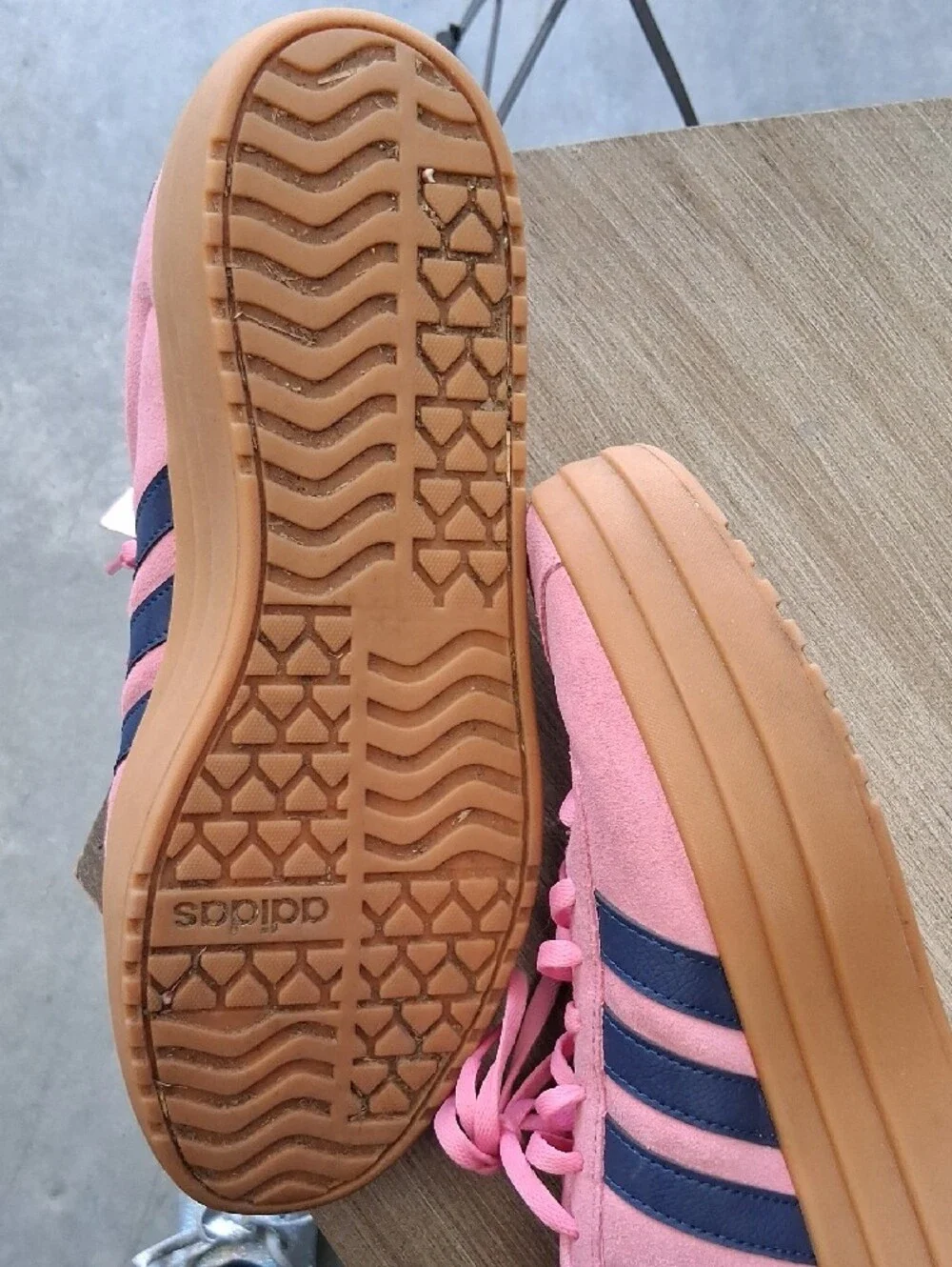adidas Pink Suede Sneakers with Navy Stripes R9K2GV